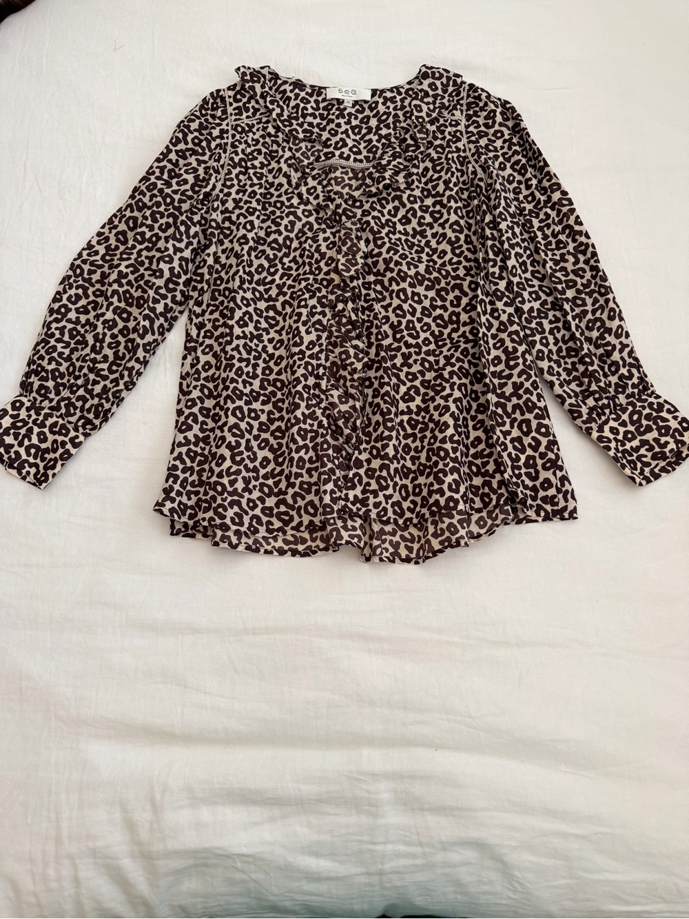 Sea New York Brown Leopard Ruffle Blouse